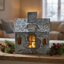 položky Kovový svícen na čajové svíčky, styl shabby chic, bíle natřený, rezavý povrch, V 11 cm