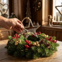 položky Vánoční dekorace hvězda, adventní dekorace, přívěsek hvězda stříbrná Š15,5cm