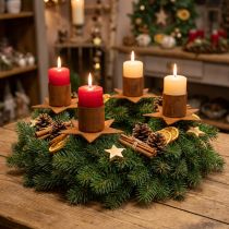 položky Svícen ve tvaru hvězdy k nalepení, adventní dekorace s rezavým povrchem, 6 cm, 4 kusy