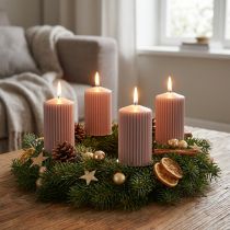 položky Adventní svíčky, starožitná růže, drážkované svíčky, 70/90 mm, sada 4 kusů, dekorativní svíčky, adventní věnec, nízký kouř, dlouhá doba hoření