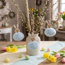 položky Puschelbunny modrý deco přívěsek dřevěný plyš cca 7×7×10cm 6ks
