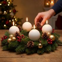 položky Bílé kulové svíčky, vysoce kvalitní stolní dekorace, atmosférické osvětlení pro svatby, adventní, Ø60 mm, sada 16 kusů