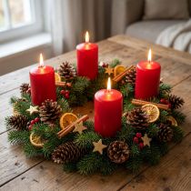 položky Adventní svíčky červené, malé staré červené 70/50mm 24 ks