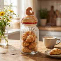 položky Bonboniere skleněná dóza na sušenky s víčkem na croissant Ø11cm V28,5cm