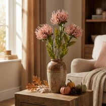 položky Podzimní květinový jehelníček umělý Protea Rosa Leucospermum 73cm 3ks