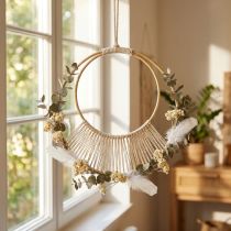 položky Dekorativní závěsné kroužky DIY Boho dvojitý kroužek přírodní Ø20/15cm sada 4 kusů