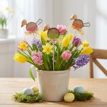 položky Bird Flower Plug Dřevěná jarní dekorace Dekorativní Ptáček na tyči 8cm 12 ks