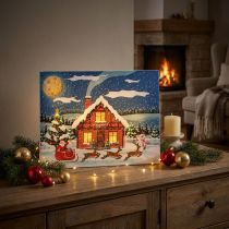 položky LED obrázek Vánoční Mikuláš se sněhulákem LED fototapeta 38x28cm