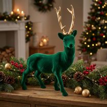 položky Deco jelen stojící zelené zlato vánoční dekorace figurka 40cm