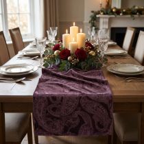 položky Velvet Ribbon Table Runner Fialová Stuha na stůl Paisley vzor 150mm 3m