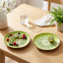 položky Kulaté keramické talíře s motivem kiwi, vhodné na jídelní stůl nebo do kuchyně, 16 cm, 2 kusy
