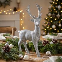 položky Deco figurka jelena stříbrné třpytky 25cm x 12cm