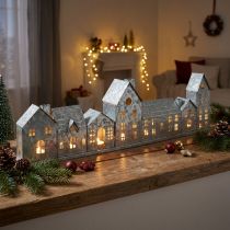 položky Dekorativní řada domečků s držáky na čajové svíčky, adventní dekorace, 68 cm