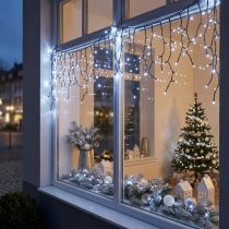 položky Světelná kaskáda se sněhovým efektem, zimní dekorace Advent, LED světla 6 pramenů studená bílá 480 L60/80/100cm