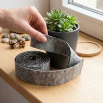 položky Plstěná páska, popruh na hrnec, 100% vlna, šedo-černá, šířka 7,5 cm, délka 5 m
