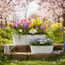 položky Oválná kovová miska v bílé a stříbrné barvě, 32,5 cm/37 cm, sada 2 kusů.