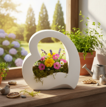 položky Dekorace ve tvaru srdce pro výsadbu a květinová aranžmá, otevřený design, moderní tvar srdce, 19 cm