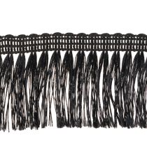 položky Černá třásňová stuha 4cm, kordónový lem, ozdobný lurex s třásněmi 25m