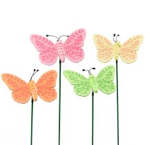 Jarní dekorace květinové špunty dřevěné ozdobné motýlky 24,5cm 16ks