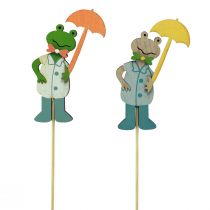 položky Žába s deštníkem květinová zátka dřevěná 8,5cm 12ks