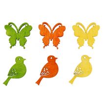 položky Ozdobná dřevěná dekorace ptáček a motýlek barevná 2cm 144p