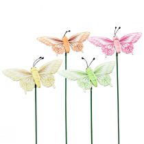 Květinová zátka dřevění ozdobní motýlci na špejli 23cm 16ks