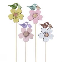 položky Jarní dekorace květinové špunty dřevěná dekorace ptáček 8×6cm 12ks