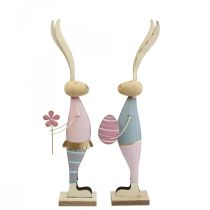 Jarní dekorace králíci z kovu pár králíků V39cm