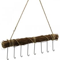 Nástěnná dekorace do šatny s háček na šaty dřevěný svazek 52cm