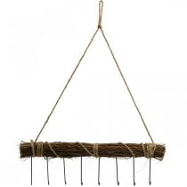 Nástěnná dekorace do šatny s háček na šaty dřevěný svazek 52cm