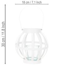 položky Zahradní lucerna, kov a sklo, závěsný svícen, bílá, Ø18,5 cm