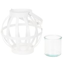 položky Zahradní lucerna, kov a sklo, závěsný svícen, bílá, Ø18,5 cm