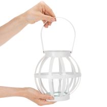 položky Zahradní lucerna, kov a sklo, závěsný svícen, bílá, Ø18,5 cm