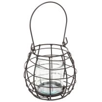 položky Zahradní lucerna, černý kov s větrným světlem, Ø14cm V12,5cm