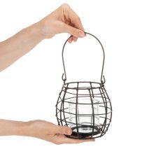 položky Zahradní lucerna, černý kov s větrným světlem, Ø14cm V12,5cm