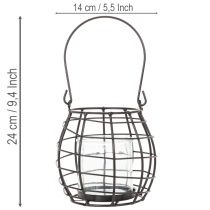 položky Zahradní lucerna, černý kov s větrným světlem, Ø14cm V12,5cm