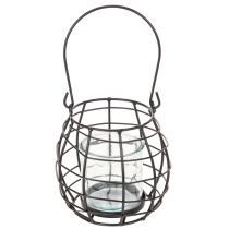 položky Zahradní lucerna, černý kov s větrným světlem, Ø14cm V12,5cm