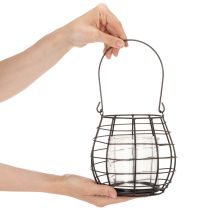 položky Zahradní lucerna s rukojetí, černá, skleněný svícen, Ø17cm, V15cm
