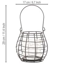 položky Zahradní lucerna s rukojetí, černá, skleněný svícen, Ø17cm, V15cm