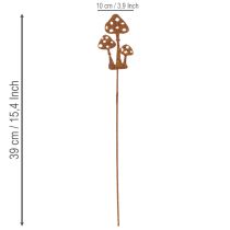 položky Zahradní kůl, zvětralá ocel, dekorativní kůl z muchomůrky, 10 cm, 6 kusů