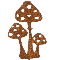 položky Zahradní kůl, zvětralá ocel, dekorativní kůl z muchomůrky, 10 cm, 6 kusů