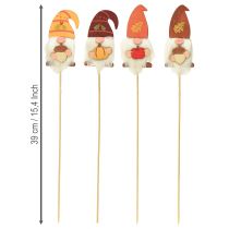 položky Garden Stakes Gnome Podzimní dekorace Dřevo Assorted 39cm 8 ks