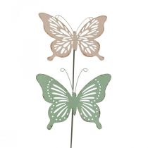 Kůl do postele kovový motýl růžový zelený 10,5x8,5cm 4ks