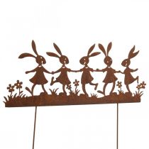 Zahradní kůl rez velikonoční, květinový kůl králík kovový Š40cm