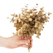 položky Umělý eukalyptus, zlatá dekorativní větvička na dekoraci stolu, 24 cm
