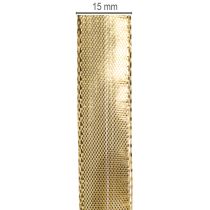 položky Zlatá dárková stuha s drátěným okrajem, šířka 15 mm, délka 25 m