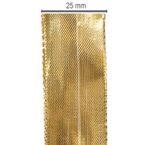 položky Zlatá dárková stuha s drátěným okrajem, šířka 25 mm, délka 25 m