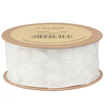 položky Dárková stuha srdíčka síťovaná stuha bílý třpyt 40mm 10m
