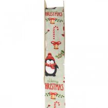 Dárková stuha Veselé Vánoce tučňáci Vánoční stuha 25mm 8m