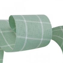 Dárková stuha zelená pastelová kostkovaná deko stuha 35mm 20m